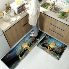 CXYXHW Küchenteppiche 2 Stück,Rutschfestes Küchenmatten,Waschbar Anti-Müdigkeit Küchenteppich für Flur, Esszimmer und Eingangsbereich (Style B, 43x75+43x150cm)