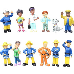 FEIEQILAI Fireman Figures Set of 12 Fireman Children Cake Decoration Fireman Cake Decoration Figures Set Fireman Action Figure Mini Figures Set Birthday Party Supplies for Children