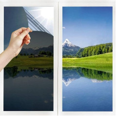 Mirror Film, Self-Adhesive Window Film, Sun Protection, Privacy Film, Reflective Sun Protection, UV Protection for Office and Home (Black/Silver, 90 x 100 cm)