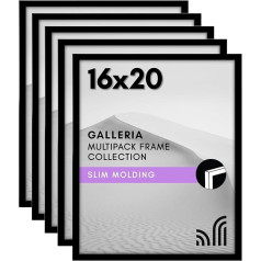 Americanflat 16x20 Poster Frame in Black - Picture Frame Set of 5 - Includes Sawtooth Hanging Accessories for Horizontal or Vertical Display with Polished Plexiglass