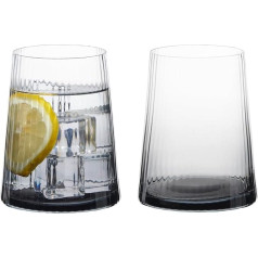 Anton Studio Designs Empire Set of 2 DOF Tumblers - Smoke Grey - Handmade Glassware - Tumbler Set - Set of 2