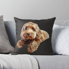 The Beach Stop Cockapoo Decorative Dog Cushion Cover | Home Decoration Inspo | Gift Idea for Cockapoo Lovers | 45 x 45 cm | Cockapoo Black