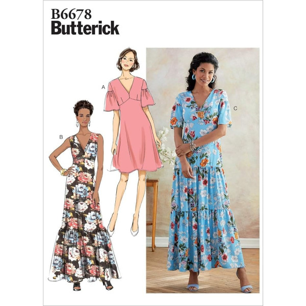 Butterick Easy Ladies Plain White Shin & Knee Length Dress Sizes 8-14 Sewing Pattern B6678A5