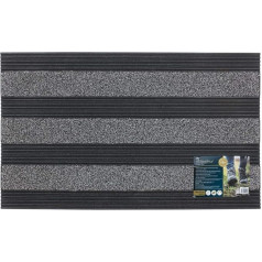 JVL Woodford Rubber Backed Doormat Plastic, Grey, 46 x 76 cm