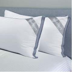 BedStory 2 Pillows, High Quality Microfibre, Breathable Cushion with Mesh, 2 Pillows, Soft and Comfortable, Mite-Proof and Hypoallergenic (60 x 60 cm)