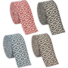 BENECREAT 7.3M 4 Colours Diamond Jacquard Bands, 38 mm Wide Flat Jacquard Webbing Made of Polycotton, for Crafts, Sewing, Woven Tape for Clothing, Bag Handles