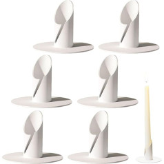 Kerzenhalter Metall, 6 Stück Kerzenlicht Abendessen Kerzenhalter, Metall Kerzenhalter, Kerzenlicht Abendessen Kerzenhalter, Vintage schräge Kerzenhalter, für Wohnzimmer und Schlafzimmer, Weiß