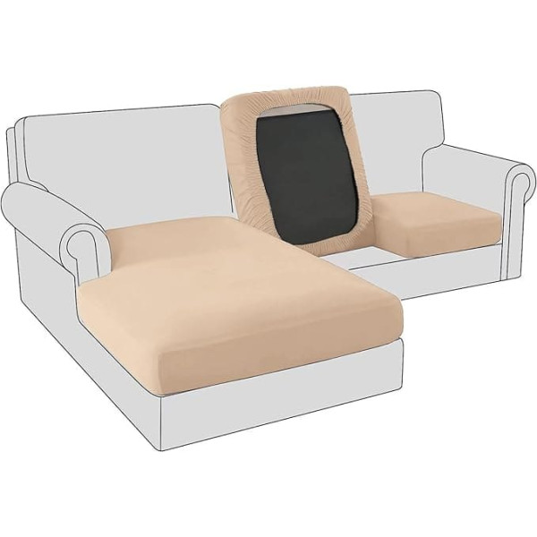 BXFUL Sofa Seat Cushion Covers, Stretch Velvet Sofa Cushion Covers, Couch Cushion Covers Replacement for Single Cushions with Elastic Fabric (Large 1-Seater, Khaki)
