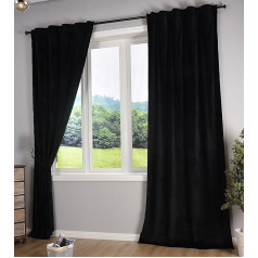 Gardinenbox Milano 20357 Blackout Curtains, Opaque Loop Strap Drawstring, Iron-On Tape, Can Be Shortened