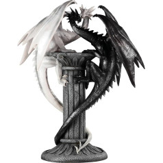 ICE ARMOR 49.5 cm H Medieval Black and White Dragon Statue Fantasy Decoration Figure Large Sculpture