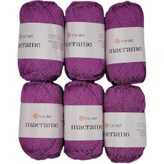 540 g Ilkadim Export Macrame Polyester Yarn, 6 x 90 g, Total Approx. 780 m Running Length, Crochet Yarn, Macrame Cord Yarn (Purple 161)