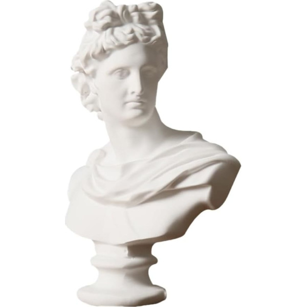 Greek Classic Replica Apollo Head Bust Statue Goddess Roman Statue Mythology Sculpture Figure for Sketch Model Art Drawing Resin Home Decoration