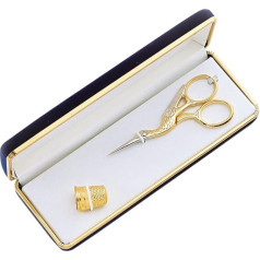 Premax 40803 Set Embroidery Scissors And Thimble, Oro Collection