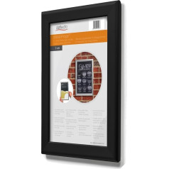 Deflecto A3 Schnapprahmen (10 Stück) – eleganter schwarzer Aluminium-Clip-Rahmen für Wanddisplay – Zertifikat- und Posterhalter mit Clips vorne