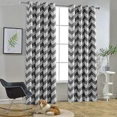 Melodieux Chevron Eyelet Blackout Curtains, Grey (1 Panel) 52