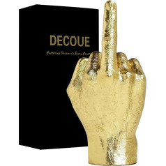 DECOUE Gold Decor - Resin Gesture Finger Statue, Classic Home Shelf and Desk Decoration, Middle Finger