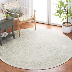 SAFAVIEH Distressed Rug for Living Room, Dining Room, Bedroom - Adirondack Collection, Short Pile, Ivory and Sage, 120 x 120 cm