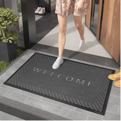 Color G Outdoor Doormat, Dirt Trapper Mat, 60 x 90 cm, Washable for Front Door, Non-Slip Door Mat, Outdoor Entrance Rug, Outdoor Door Mat for Entrance, Outdoor and Indoor (60 x 90 cm, Black/Grey)