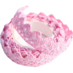 1 Roll 2 Yards x 16 mm Self-Adhesive Lace Ribbon Cotton Lace Fabric Lace Border Lace Trim Decorative Ribbon for DIY Crafts Wedding Birthday Gift Box Scrapbook, Pink