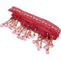 Angoily 1 Roll Crystal Beads Hanging Beads Tassels Fringe Tassel Ribbon Polyester Fringe Tassels Lace Trim Glitter Tassel Trim Fringe Sewing Fringe Tassel Trim Fabric Red