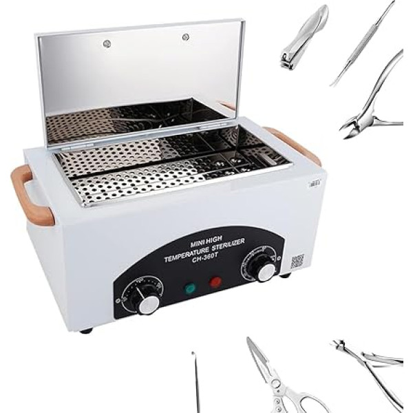 ‎Kensbro 1.5 L Hot Air Steriliser 220 °C 300 W Temperature Adjustable Steriliser for Instruments with Timer Nail Tool Tweezers Scissors Steriliser for Cosmetics Foot Care Studios Hairdressing Salon