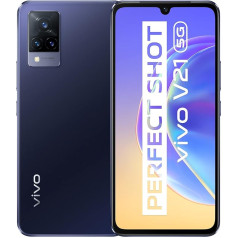 vivo V21 5G Smartphone, 8 GB + 128 GB, 44 MP Super Night Selfie with OIS, 64 MP Triple Camera, 90 Hz High Refresh Rate, Extremely Slim, 6.44 Inches, Dual SIM (Dusk Blue)