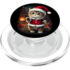 Entzückende Weihnachtskatze, Weihnachtsmann, schönes Kätzchen PopSockets PopGrip für MagSafe