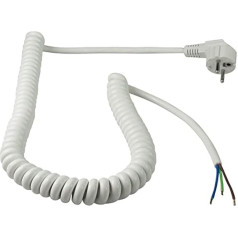 as - Schwabe 70427 Spiral Connection Cable, 1 m to 4 m Stretchable Spiral Cable with Earthing Contact Wrap Plug, 230 V, 16 A Extension Cable, IP20, White