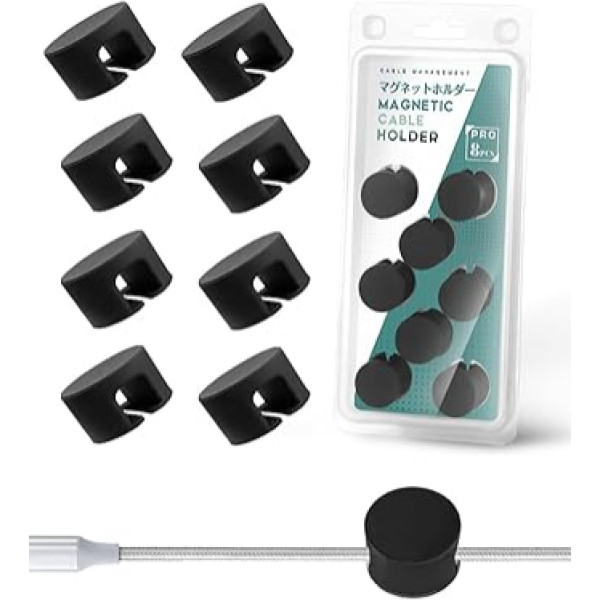 Maveek Kabel-Clips, 8 Stück, magnetischer Profi-Kabelhalter mit starker, selbstklebender Metallplatte, Kabel-Management-Drahtclips, Kabelorganisatoren, Kabel-Ordnungs-Clips für Desktop, Büro, Zuhause,