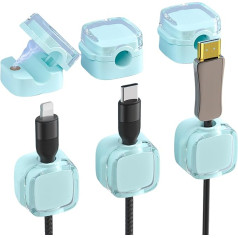 Kabel-Management-Clips, Kabel-Organizer, Kabel-Management, selbstklebendes USB-Kabelhalter-System, Kabelführung für Kabelmanagement, perfekt für Zuhause, Büro, Auto, USB, HDMI, Blau, 6 Stück