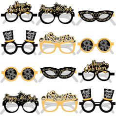 Happy New Year Brille 2023 - 12 Stück, Silvester Brille 2023 Requisiten | Neujahr Party Brille, Frohe Neujahr Dekorationen 2023 | Silvester Party Supplies 2023, Neujahr Sonnenbrille 2023