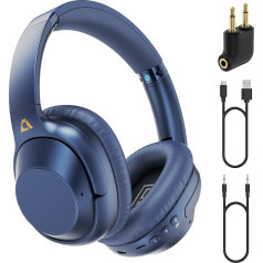 YMOO Over Ear Headphones Bluetooth 5.2 Active Noise Cancelling for Aircraft, 75H HiFi Stereo Headphones Wireless Bluetooth with Microphone, On-Ear Headphones for TV/PC/Mobile Phone with Flight Adapter