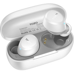 TOZO A1 Bluetooth Headphones, Wireless Bluetooth 5.3 In-Ear Headphones with App Control, 30 Hours Premium Sound, IPX5 Waterproof Wireless Headphones for Small Ears, White