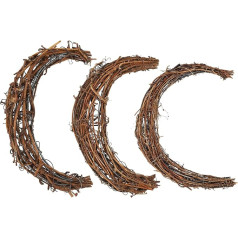 PATIKIL Moon Rattan Wreath, Pack of 3, 15/20/25 cm Length, Christmas, Natural Grapevine Branch Wreath, Garland, Flower Ring for Door and Window Decorations, Brown