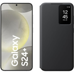 Samsung Galaxy S24+ AI Smartphone, 12 GB RAM, 256 GB Memory, Marble Grey, Smart View Wallet Case, Black