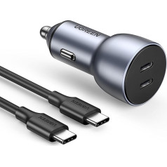 UGREEN Cigarette Lighter USB-C 40 W PD Car Charger USB-C Car Charger with 60 W Charging Cable Compatible with iPhone 15, 15 Plus, 15 Pro, 15 Pro Max, Galaxy S24, S23, A53