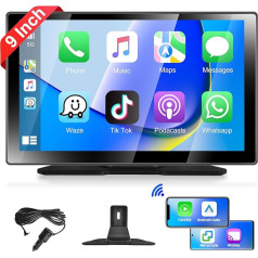 Portable 9 Inch Carplay Car Radio with IPS Large Touchscreen and Wireless A-pple Carplay Android Car, podofo Carplay Display with Bluetooth/FM Transmitter for Cars/SUVs/Vans/Pickups/Trucks, 7V-32V
