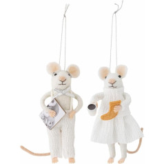 Bloomingville PEO Ornament, Wool, White, L9xH13xW5 cm, Set of 2