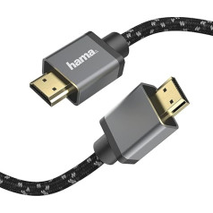 Hama Premium HDMI Cable 3 m Ultra High Speed (Excellent Monitor Cable 4K / 8K, 48 Gbit/s, UHD Screen Cable eARC, Ethernet, HDR, Aramid Fibre Cable Sheath, HDMI 2.1 Cable 120 Hz/60 Hz) 3 m
