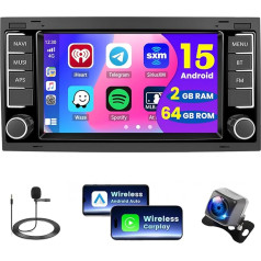2+64GB Android Car Radio Wireless Carplay for VW Touareg 2004-2011 Transporter T5 Multivan 2004-2009 Touch Screen 7 Inch Radio with Android Car, Navigation GPS, WiFi BT, FM RDS, Rear View Camera