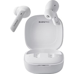 Intenso Buds Pro TWS True Wireless Headphones T512HAE with Hybrid ANC, ENC, Bluetooth and up to 35 Hours of Music Playback, White