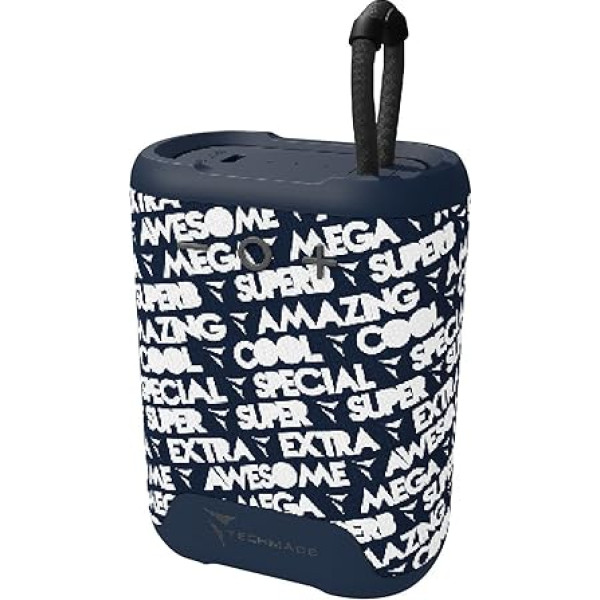 Techmade Bluetooth Speaker - Portable Wireless Speaker with Hands-Free Calling, 10m Range (Blue Patterned)