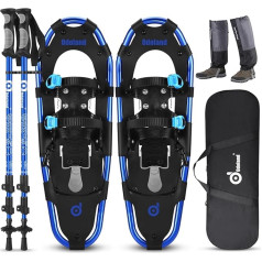 Odoland Snow Shoes with Climbing Aid All-Round 4-in-1 for Men and Women with Hiking Poles, Waterproof Gaiters and Carry Bag, from Shoe Size 21 inches / 25 inches / 30 inches (30 to 113 kg)