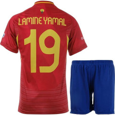 metekoc Spain Yamal 2024 Home #19 Football Children's Jersey Shorts Football Clothing Gift Set Youth Sizes