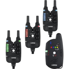 Hirisi Tackle Carp Fishing Bite Alarm with Remote Control (Radio Receiver), with Night Light, Adjustable Sensitivity, Volume and Sound Bite Alarm Set