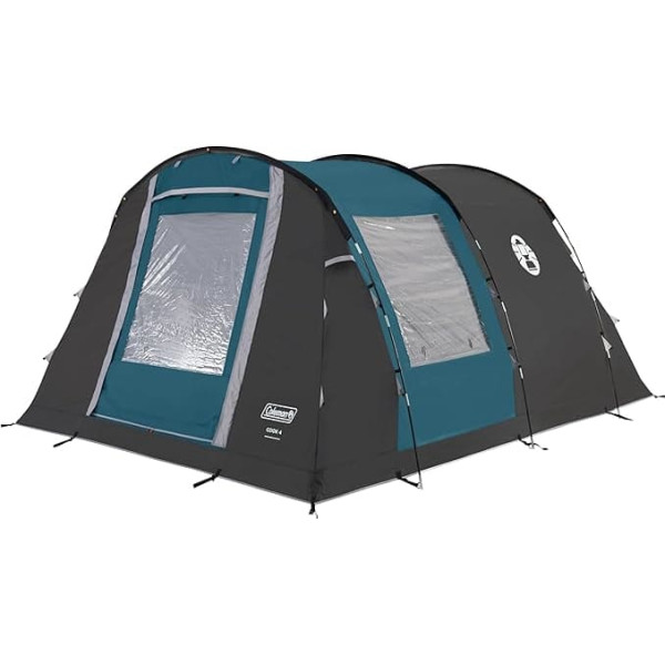 Coleman Cook 4 Family Tent, 4 Man Tunnel Tent with Separate Living and Sleeping Area, Easy to Assemble, 4 Person Camping Tent, 3000mm Waterproof, with Sewn-in Groundsheet