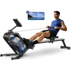 MERACH Wasserrudergerät für Zuhause, Rudergerät mit 15L Wasserwiderstand, Bluetooth & APP-Konnektivität, iPad-Halterung, Ergonomischer Sitz, Platzsparende Vertikale Aufbewahrung