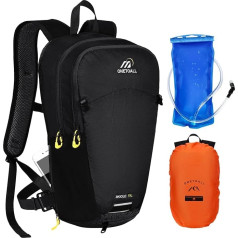 ONETOALL Bicycle Backpack, 15 L, Waterproof, Theft-Proof Hiking Backpack with Helmet Net and Rain Cover, Small Ski Backpack with Removable Belly Belt for Cycling, Hiking, Day Tour, Sports, Everyday