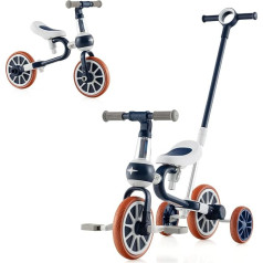 SOARS 4-in-1 Balance Bike, Children's Tricycle with 4-Level Adjustable Push Handle, 2-Level Saddle, Removable Pedals, Running Bike, Walker for Children from 1 Year (Blue)