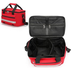 First Aid Kit, Empty Emergency Case, Waterproof, Fire Protection, Wear-Resistant, First Aid Bag, Reflective Strips for Travel, Home, Car, Hiking, Workplace & Outdoor, Red, 20 x 22 x 37 cm